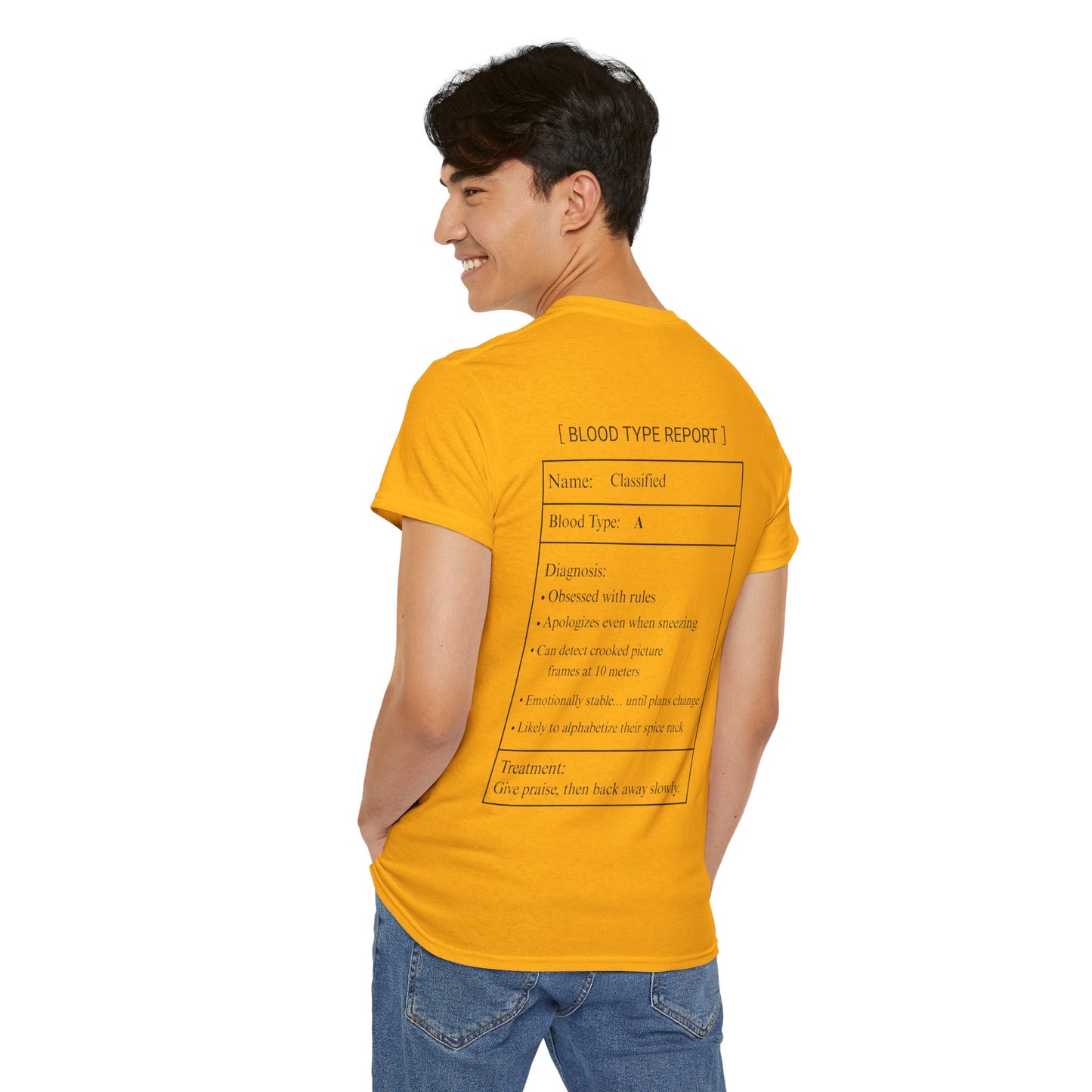 Blood Type A Personality T-Shirt – Funny Mosquito Report Tee