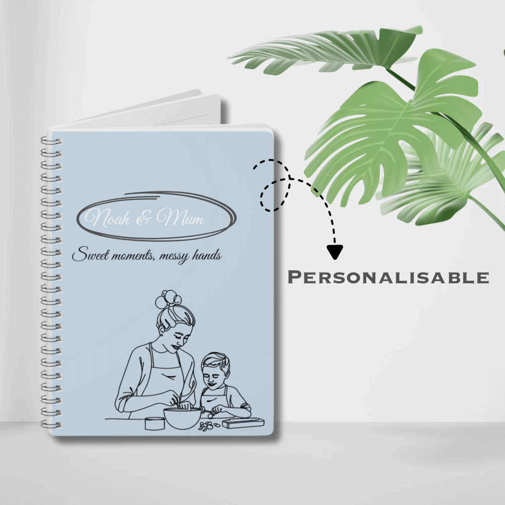 Personalised Mum & Son Journal – “Sweet Moments, Messy Hands” | Free UK Shipping by IROHA-studio