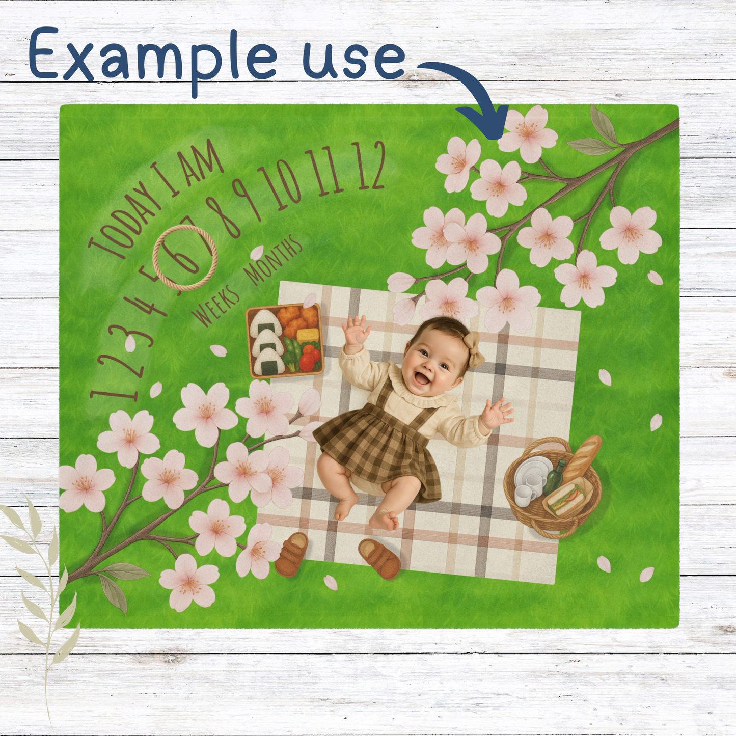 Baby Milestone Blanket (personalised)– Sakura Picnic Theme