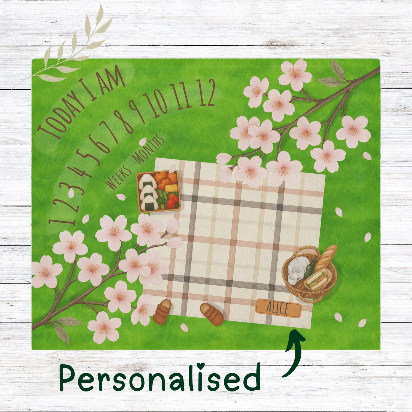 Baby Milestone Blanket (personalised)– Sakura Picnic Theme