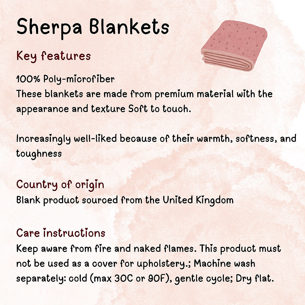 Product description of throw blankets with text and a folded blanket illustration.