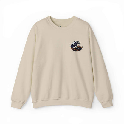 Great Wave Embroidery Sweatshirt - Japanese Hokusai Art Sand by IROHA studio