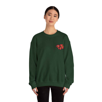Akabeko Embroidery Sweatshirt - Japanese Lucky Cow by IROHA studio