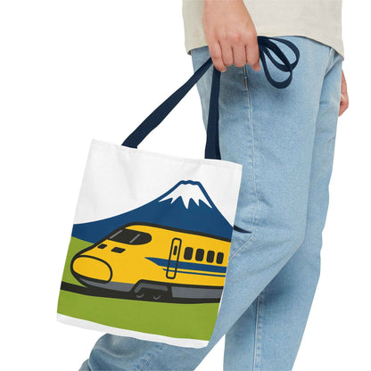 Shinkansen DR Yellow Tote Bag - Mt. Fuji Design 13" × 13'' by IROHA studio