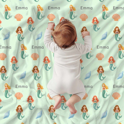 Personalized Baby Blanket Mermaid (3 colour options)- Best Baby Gift by IROHA studio