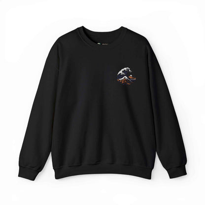 Great Wave Embroidery Sweatshirt - Japanese Hokusai Art Black by IROHA studio