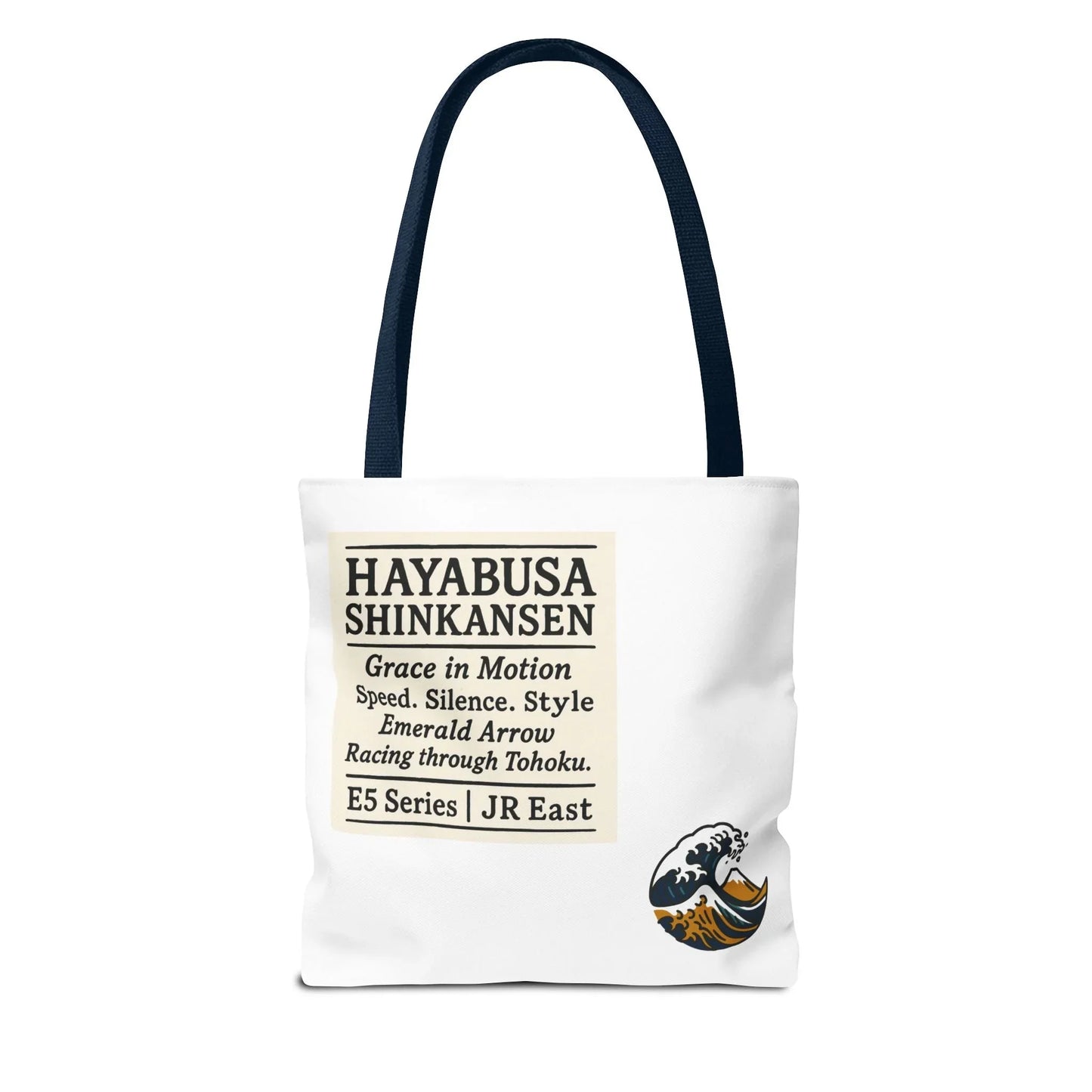 Shinkansen Hayabusa Tote Bag -Japanese Train illustration by IROHA studio