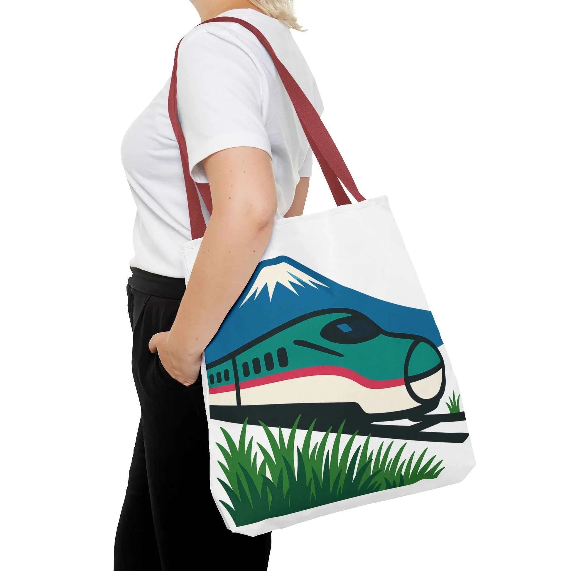 Shinkansen Hayabusa Tote Bag -Japanese Train illustration by IROHA studio