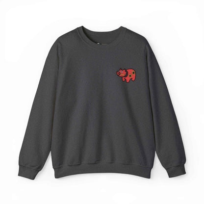 Akabeko Embroidery Sweatshirt - Japanese Lucky Cow Dark Heather by IROHA studio