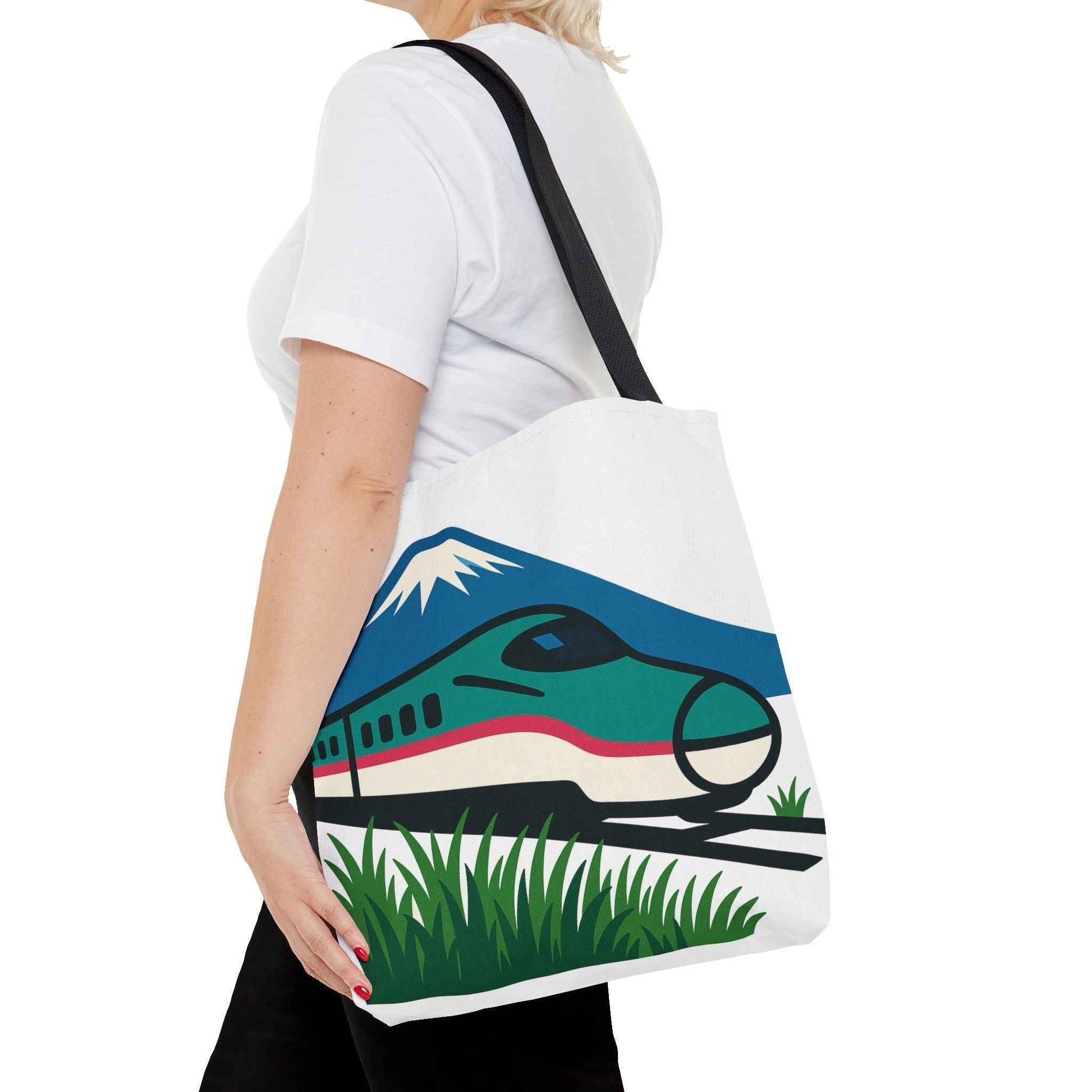 Shinkansen Hayabusa Tote Bag -Japanese Train illustration by IROHA studio