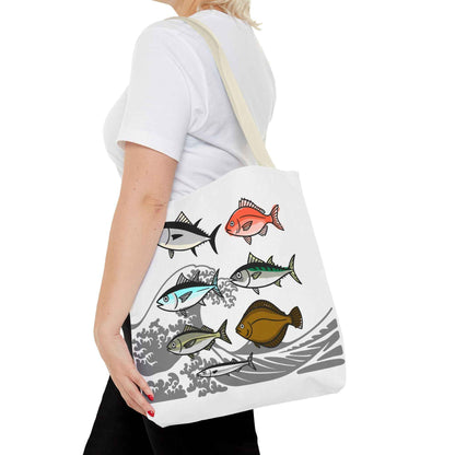 Fishermen Tote Bag- Japanese Fish Illustration Perfect for, Fishmongers and Ocean Lovers by IROHA studio