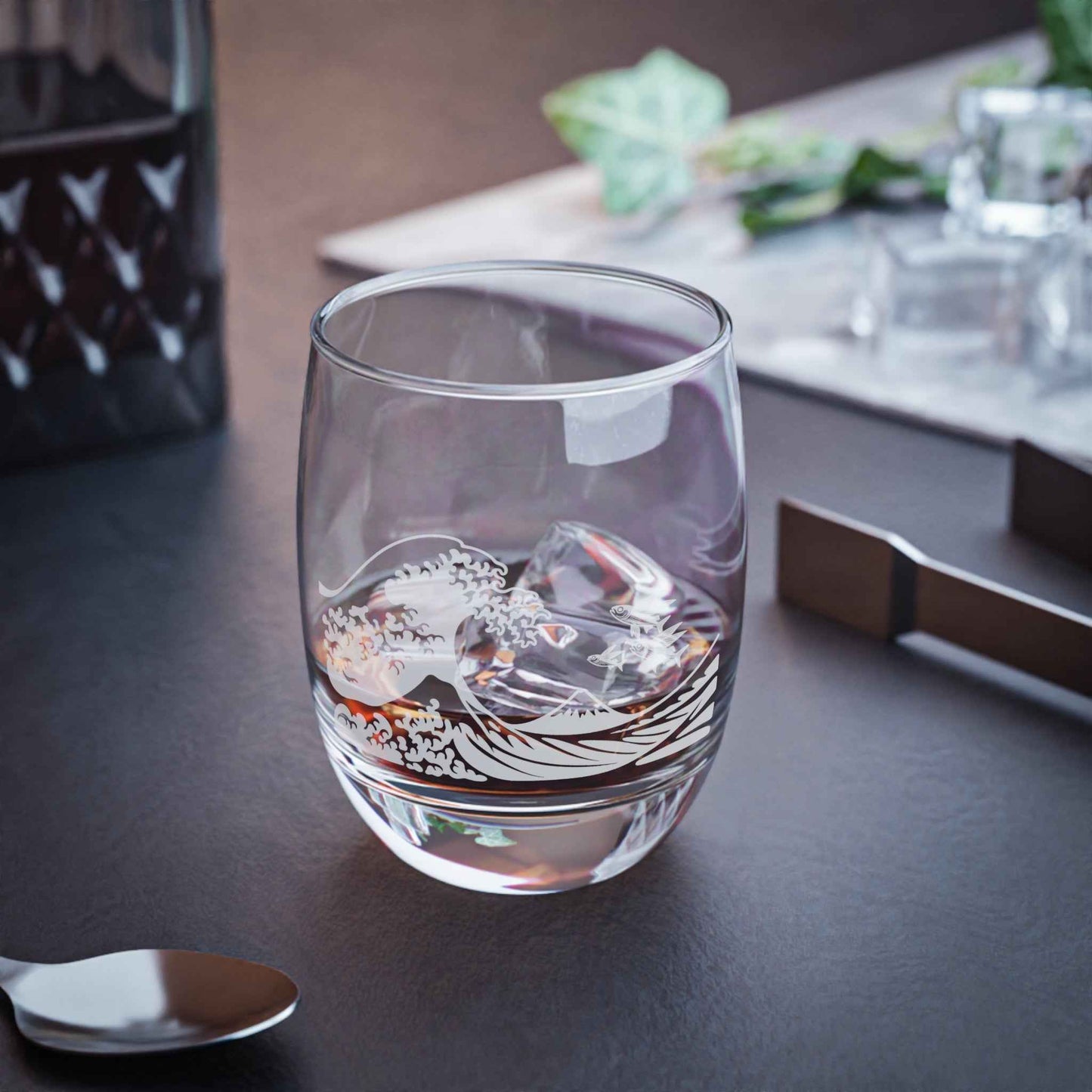 Hokusai Great Wave Whiskey Glass Timeless Japanese Art by IROHA studio
