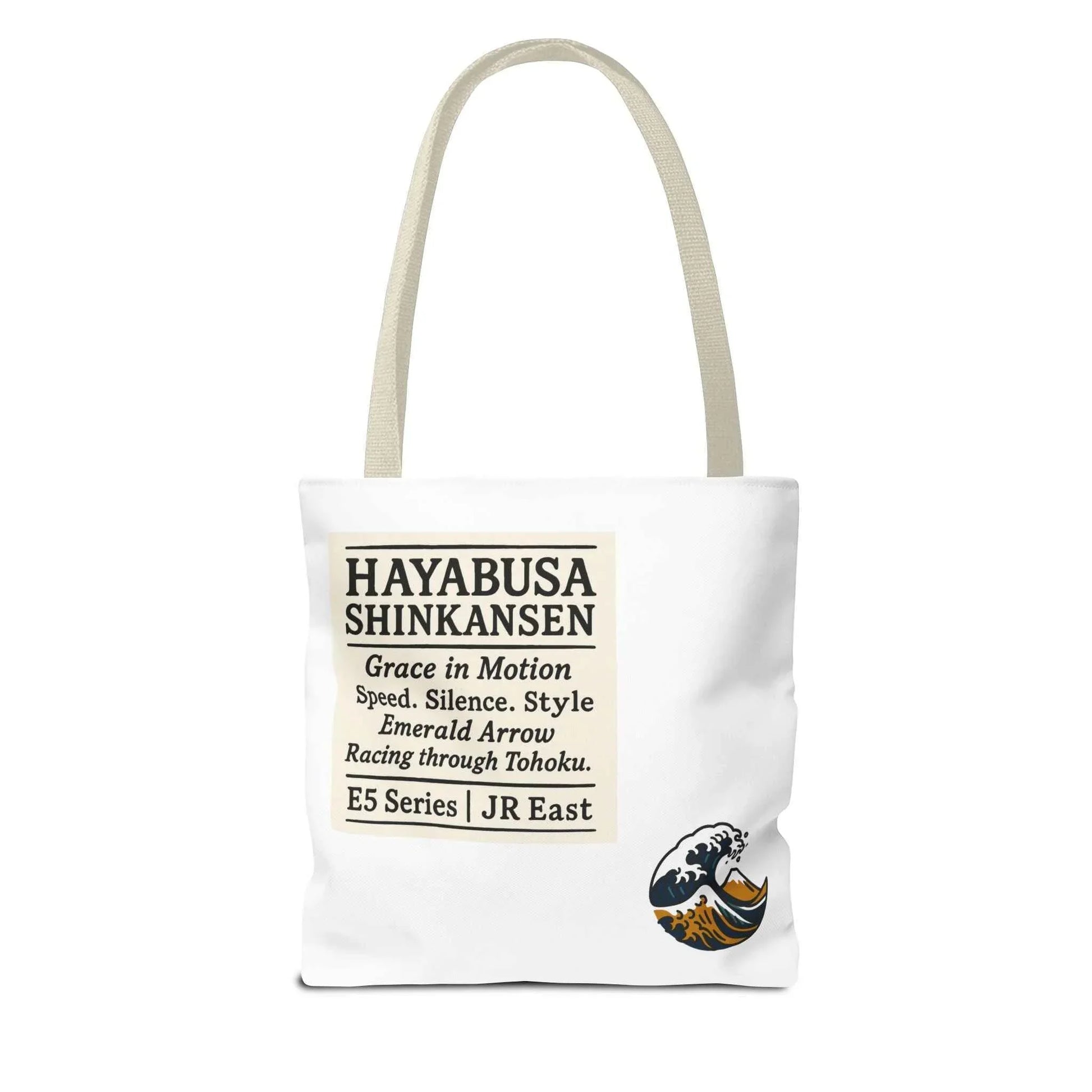 Shinkansen Hayabusa Tote Bag -Japanese Train illustration by IROHA studio