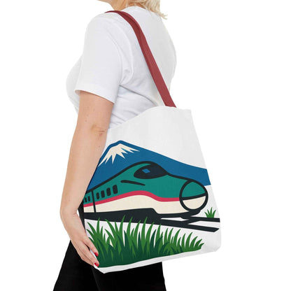 Shinkansen Hayabusa Tote Bag -Japanese Train illustration 16" × 16'' by IROHA studio