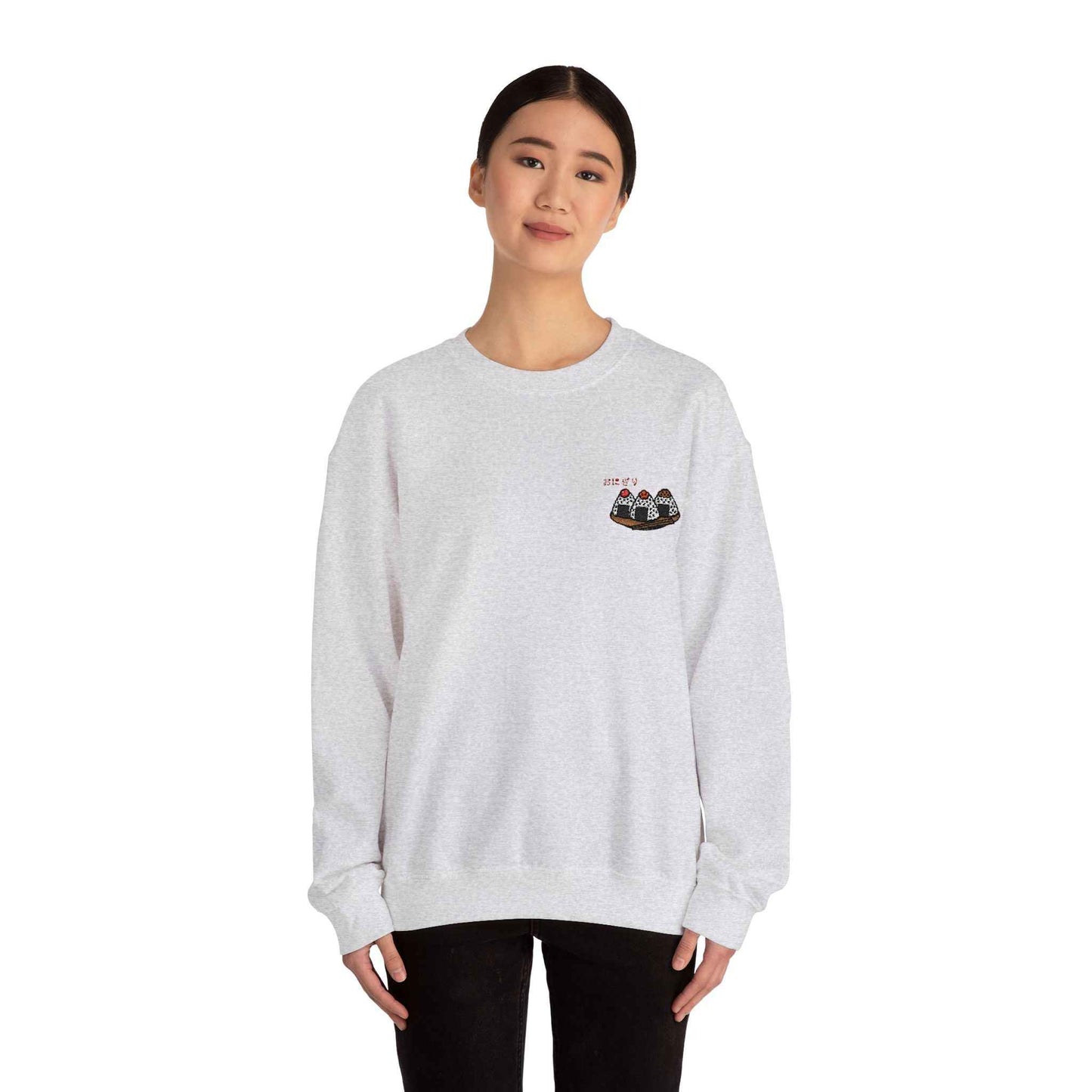 Rice Ball Embroidered Sweatshirt – Cute Japanese Food Design by IROHA studio