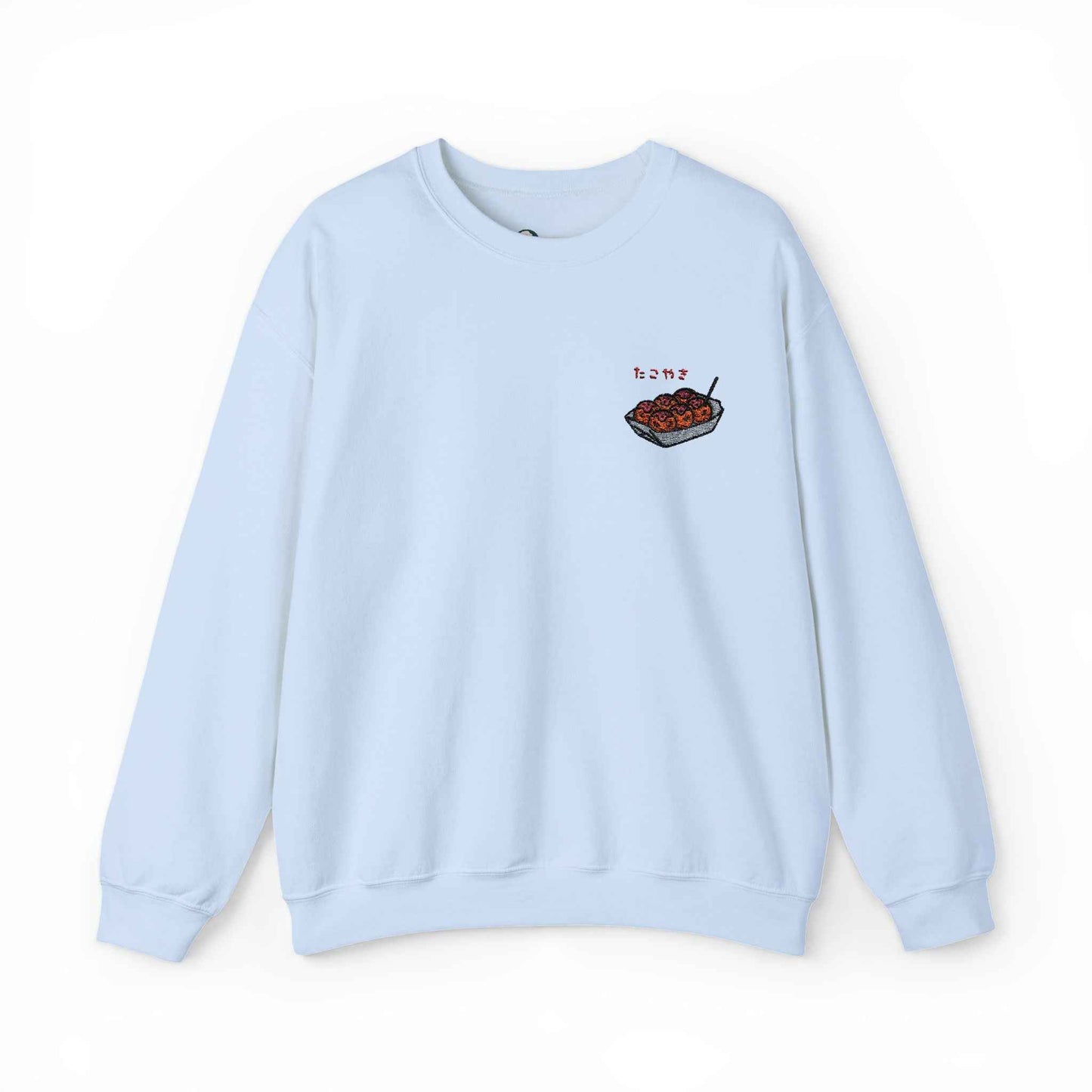 Takoyaki Embroidered Sweatshirt Japanese Food Design Light Blue by IROHA studio
