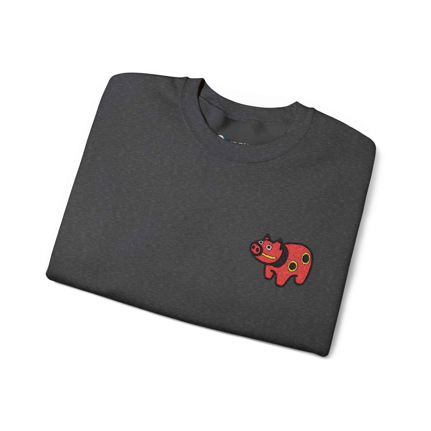 Akabeko Embroidery Sweatshirt - Japanese Lucky Cow by IROHA studio