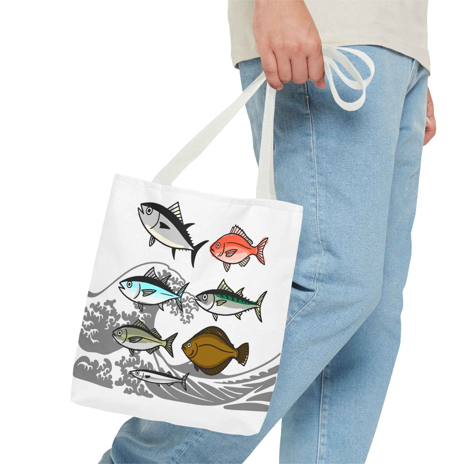 Fishermen Tote Bag- Japanese Fish Illustration Perfect for, Fishmongers and Ocean Lovers by IROHA studio