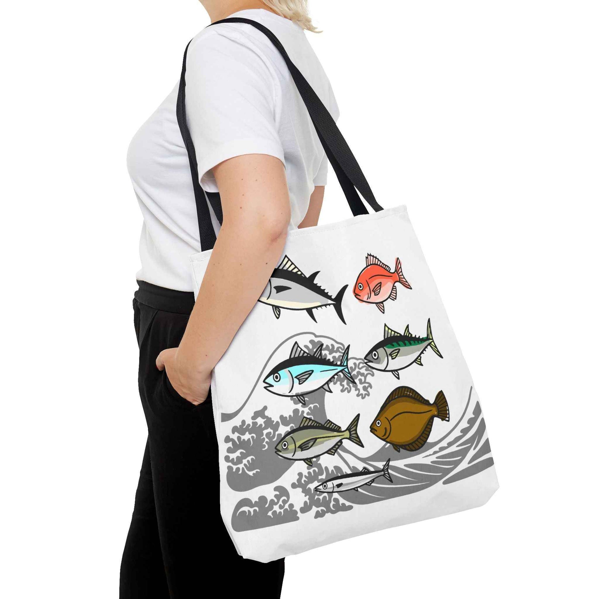 Fishermen Tote Bag- Japanese Fish Illustration Perfect for, Fishmongers and Ocean Lovers by IROHA studio