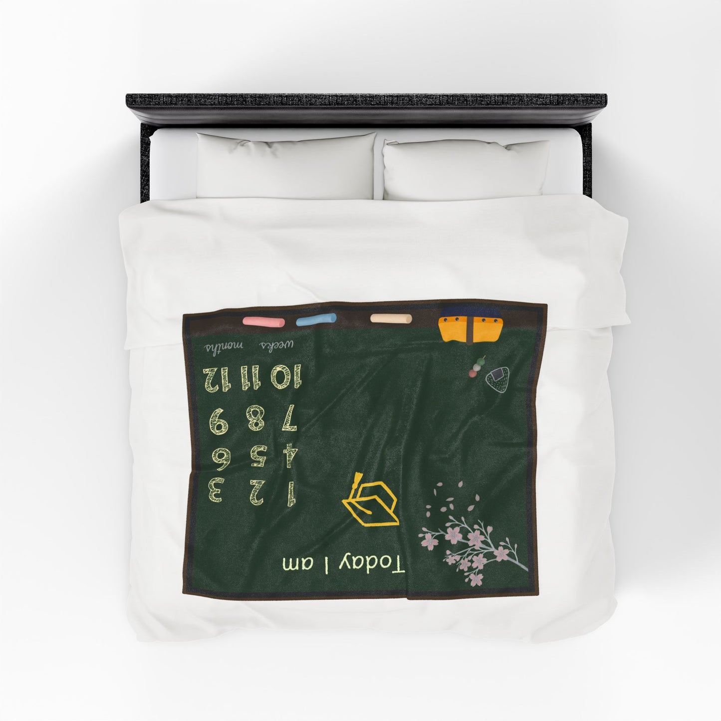 Baby Milestone Blanket School Chalkboard Theme Velveteen Blanket by IROHA studio