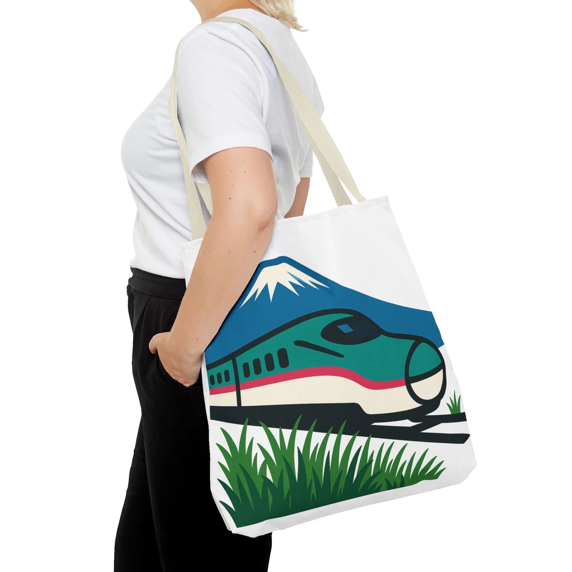 Shinkansen Hayabusa Tote Bag -Japanese Train illustration by IROHA studio