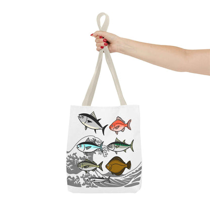Fishermen Tote Bag- Japanese Fish Illustration Perfect for, Fishmongers and Ocean Lovers by IROHA studio