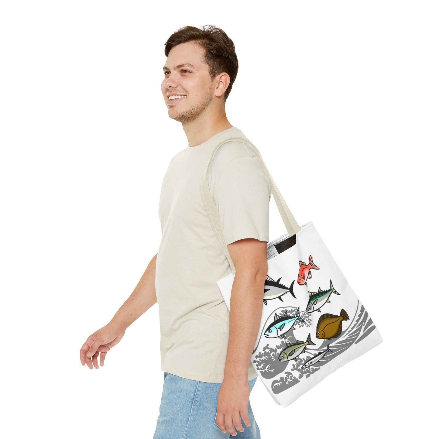 Fishermen Tote Bag- Japanese Fish Illustration Perfect for, Fishmongers and Ocean Lovers by IROHA studio