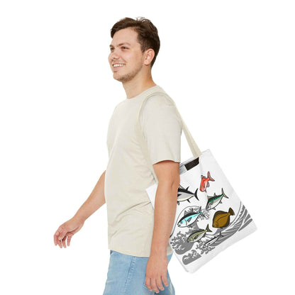 Fishermen Tote Bag- Japanese Fish Illustration Perfect for, Fishmongers and Ocean Lovers by IROHA studio