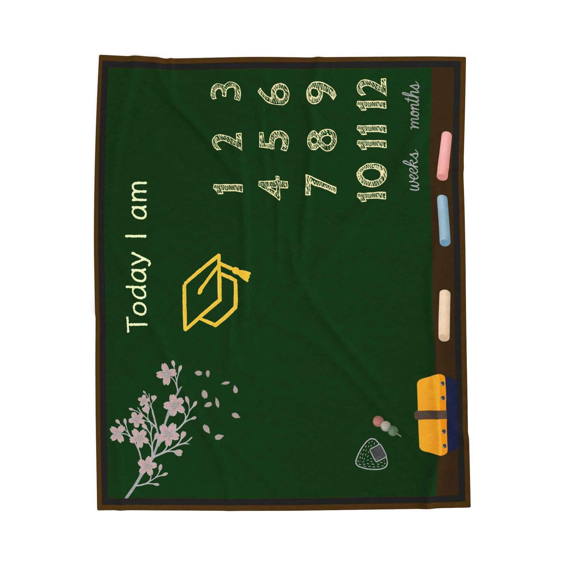 Baby Milestone Blanket School Chalkboard Theme Velveteen Blanket 50" × 60" by IROHA studio
