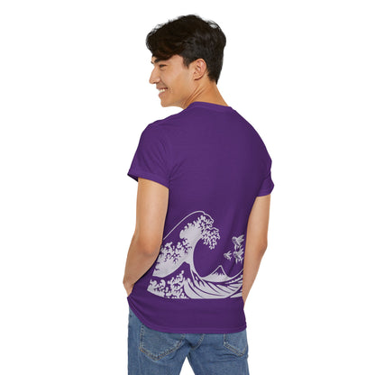 Photo of Flying Fish & Great Wave T-shirt Back Side – Japanese-Inspired Design from IROHA-STUDIO