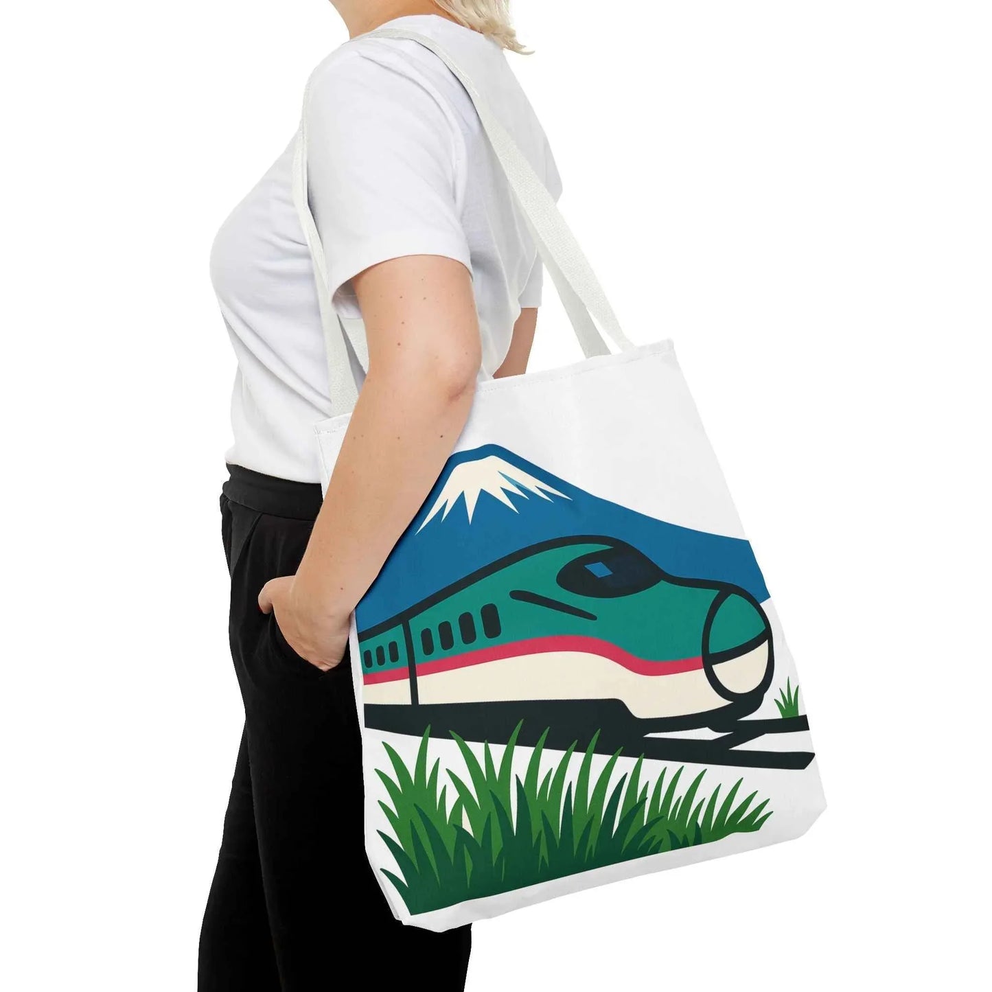 Shinkansen Hayabusa Tote Bag -Japanese Train illustration by IROHA studio