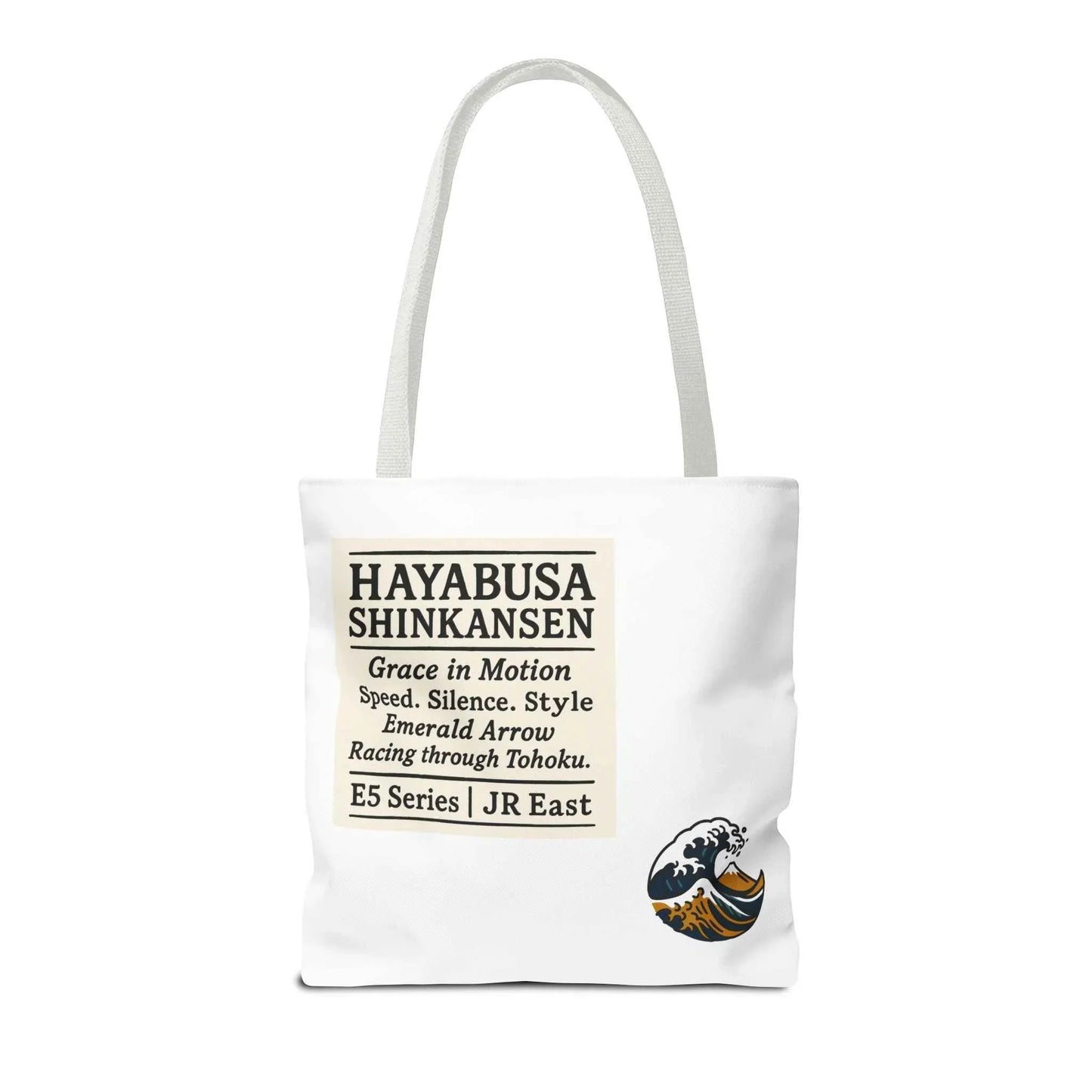Shinkansen Hayabusa Tote Bag -Japanese Train illustration by IROHA studio