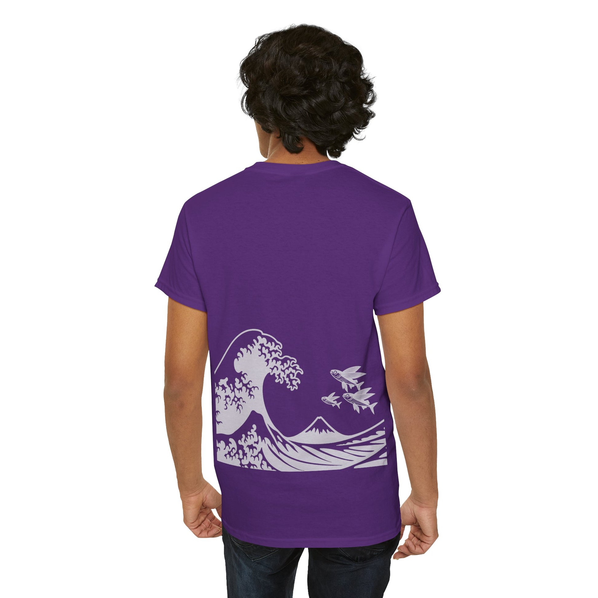 Photo of Flying Fish & Great Wave T-shirt Back– Japanese-Inspired Design from IROHA-STUDIO