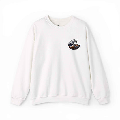 Great Wave Embroidery Sweatshirt - Japanese Hokusai Art White by IROHA studio