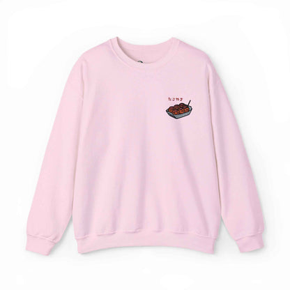 Takoyaki Embroidered Sweatshirt Japanese Food Design Light Pink by IROHA studio