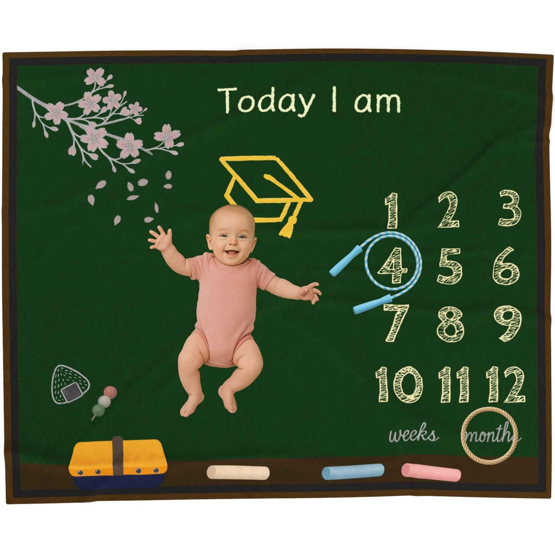 Baby Milestone Blanket School Chalkboard Theme Velveteen Blanket by IROHA studio