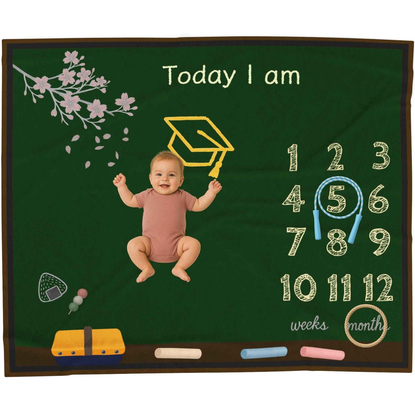 Baby Milestone Blanket School Chalkboard Theme Velveteen Blanket by IROHA studio