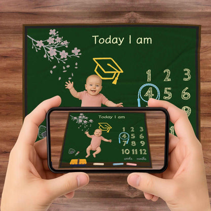 Baby Milestone Blanket School Chalkboard Theme Velveteen Blanket by IROHA studio