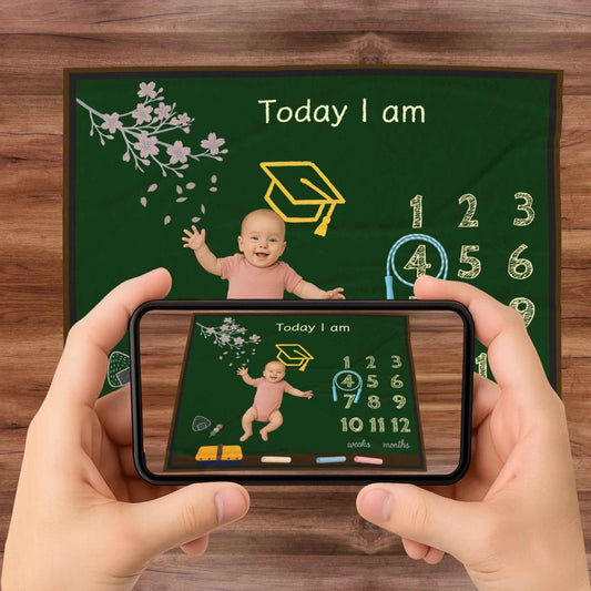 Baby Milestone Blanket School Chalkboard Theme Velveteen Blanket by IROHA studio