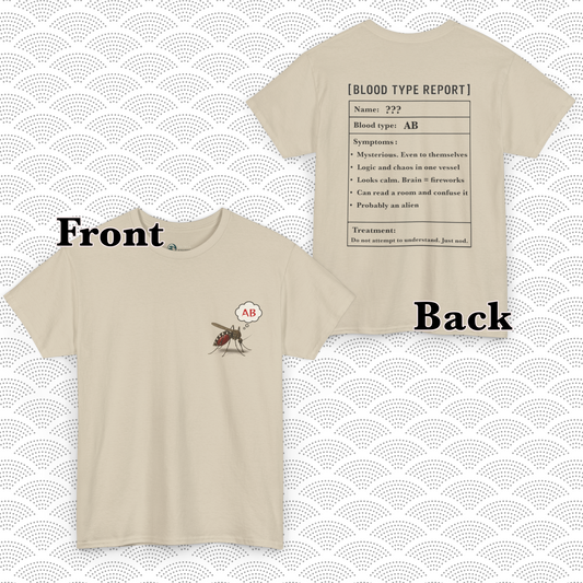 Blood Type AB Personality T-Shirt – Funny Mosquito Report Tee