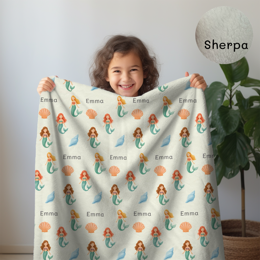 Personalised Mermaid Baby Blanket (3 Colour options )- Best Baby Gift