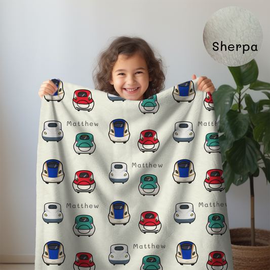 Personalised Shinkansen Baby Blanket (3 Colour option)- Best Baby Gift