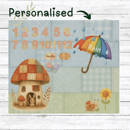Personalised Baby Milestone Blanket - Bunny, Umbrella & Nature Design (With Name) 50" × 60" White by IROHA-studio