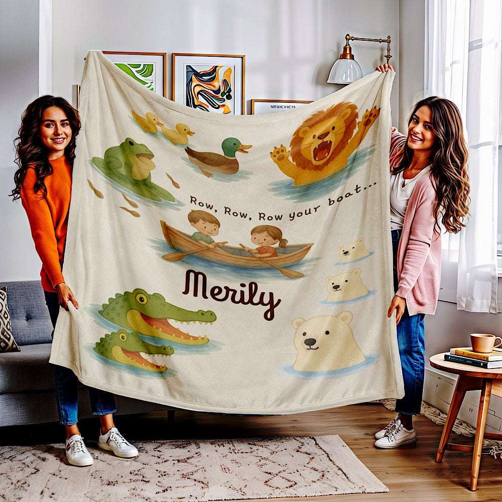 Personalised Baby & Kids Blanket - ROW, row, row your boat Theme by IROHA-studio