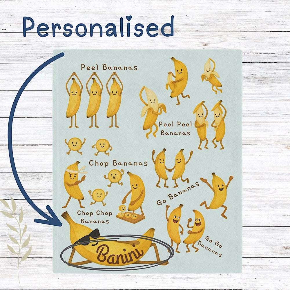 Personalised Baby & Kids Blanket - Bananas Unite! Theme by IROHA-studio