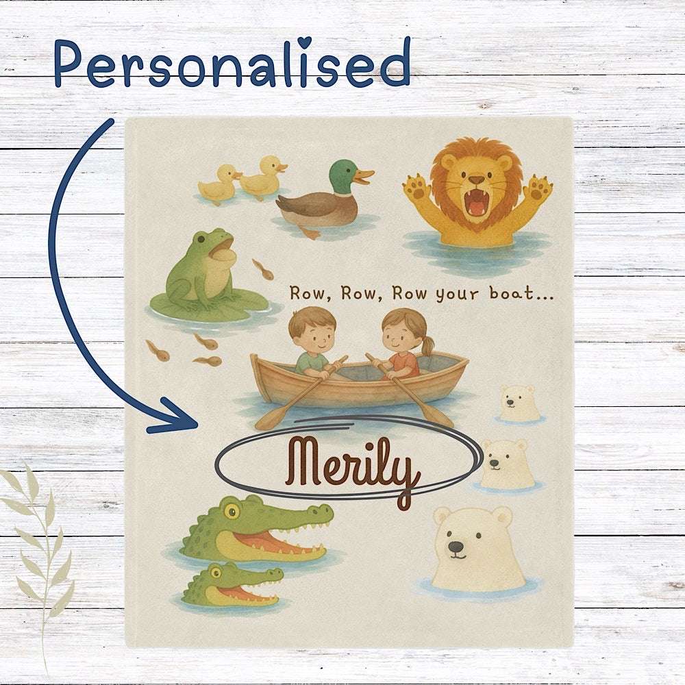 Personalised Baby & Kids Blanket - ROW, row, row your boat Theme by IROHA-studio