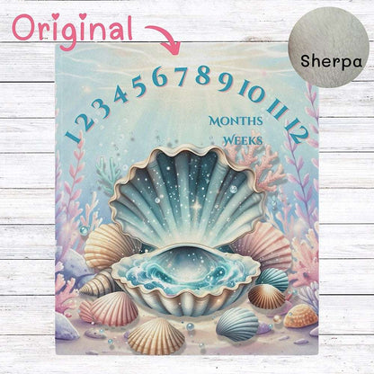 Baby Milestone Blanket Under the Sea Theme -Original ( No Name) 50" × 60" White by IROHA-studio
