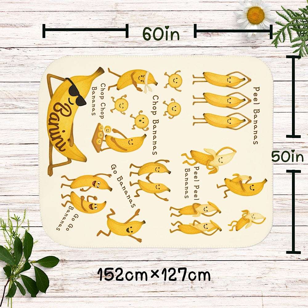 Personalized Baby and Kids Blanket – Bananas Unite! Theme by IROHA-studio