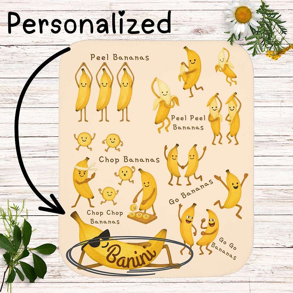 Personalized Baby and Kids Blanket – Bananas Unite! Theme by IROHA-studio