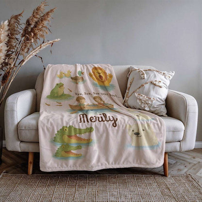 Personalized Baby & Kids Blanket - Row, Row, Row Your Boat Theme by IROHA studio